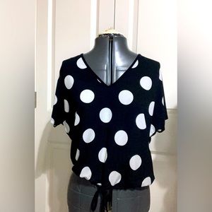 Black and white polka dot blouse